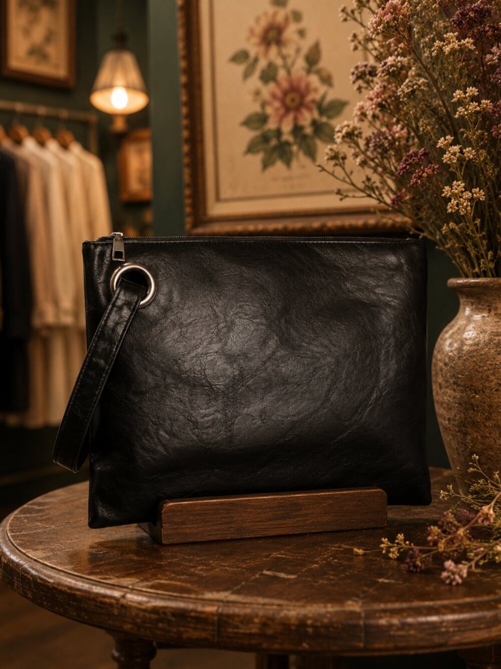 Oversized Everyday Clutch Wristlet BLACK
